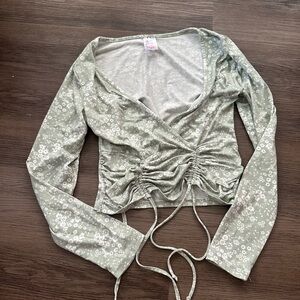 Green sage crop top long sleeve